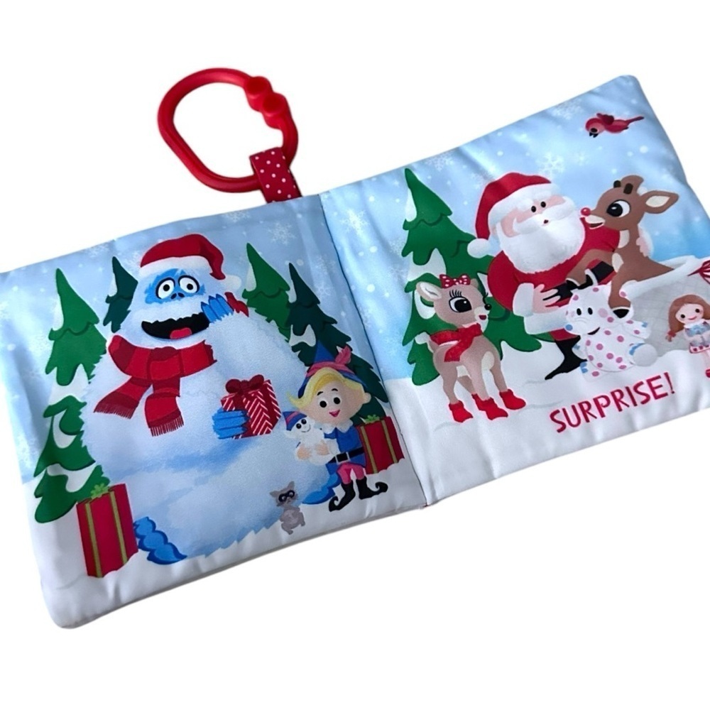 Baby Christmas Soft Cloth Book | Rudolph & Santa Holiday Story - Picture 3 of 4